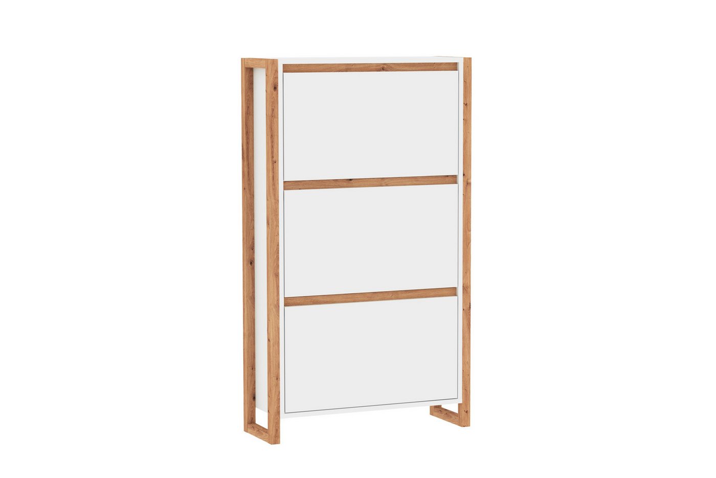 Finori Schuhkipper in weiß / Dekor Artisan Oak - 70x125x25cm (BxHxT) von Finori