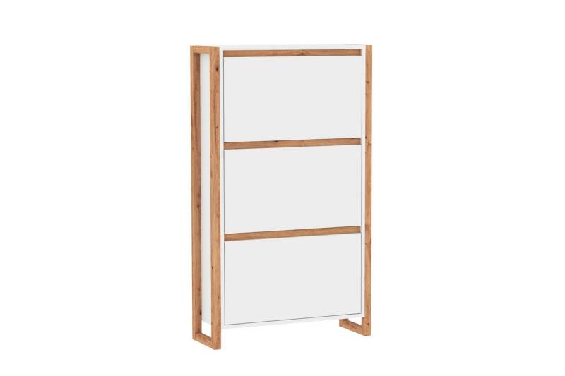 Finori Schuhkipper in weiß / Dekor Artisan Oak - 70x125x25cm (BxHxT) von Finori