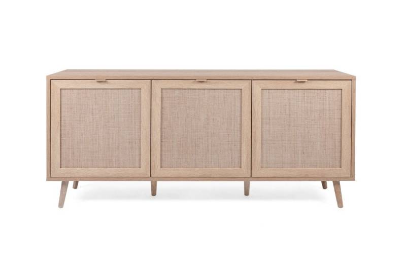 Finori Sideboard Bali 150 cm Dekor Sonoma Eiche & Rafia Geflecht Kommode von Finori