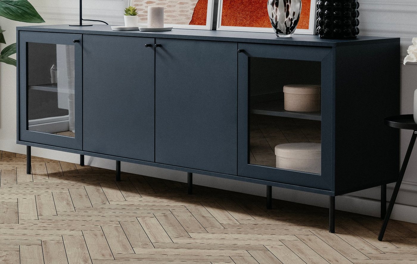 Finori Sideboard Caracas (Kommode in dunklem blau, 180 x 68 cm), 8 Fächer von Finori