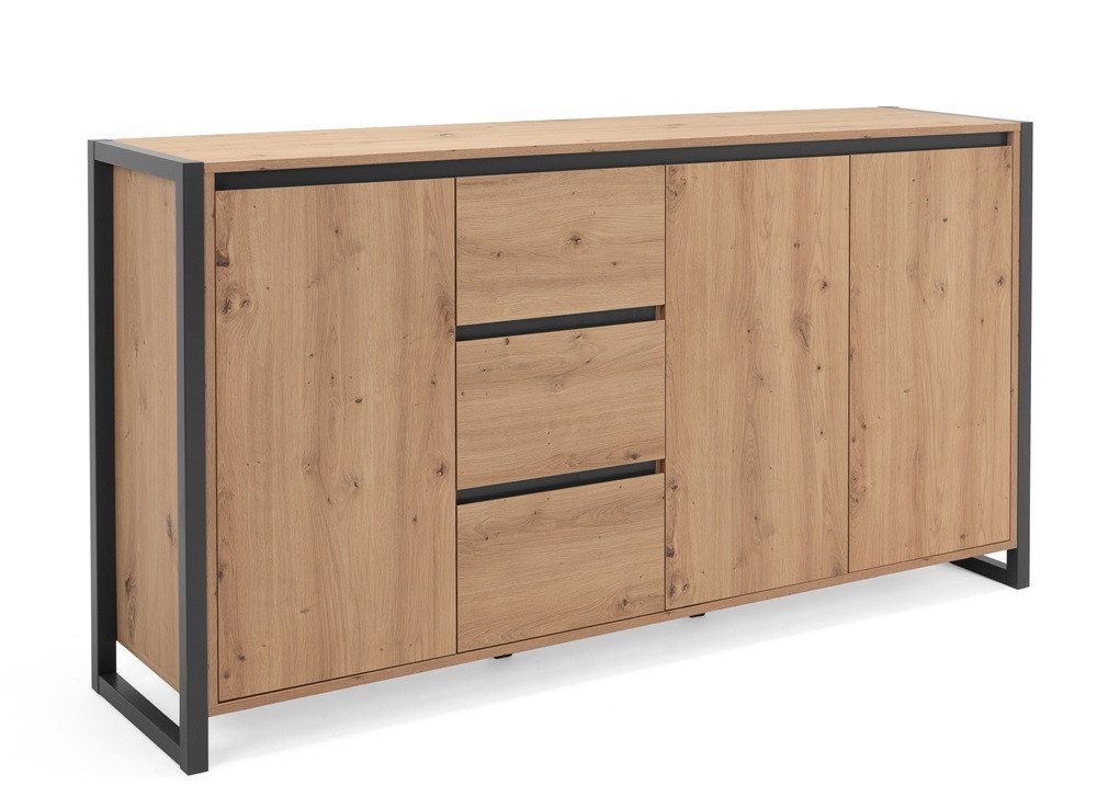 Finori Sideboard Kommode Sideboard Denver 3, Artisan Oak / anthrazit, Industrial Look von Finori