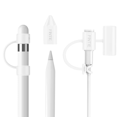 Fintie 3 Stück Bündel kompatibel mit Apple Pencil Cap Halter, Federabdeckung, Adapter Tether für Apple Pencil 1. Generation, iPad 10.2, iPad 9.7, iPad Air 3. Gen/iPad Pro 10.5 Bleistift, weiß von Fintie
