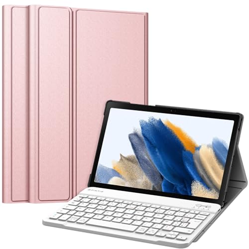 Fintie Französische AZERTY-Tastatur für Samsung Galaxy Tab A8 10,5 Zoll 2022/2021 – Harte und schlanke Hülle, leichte kabellose Tastatur, Pink von Fintie