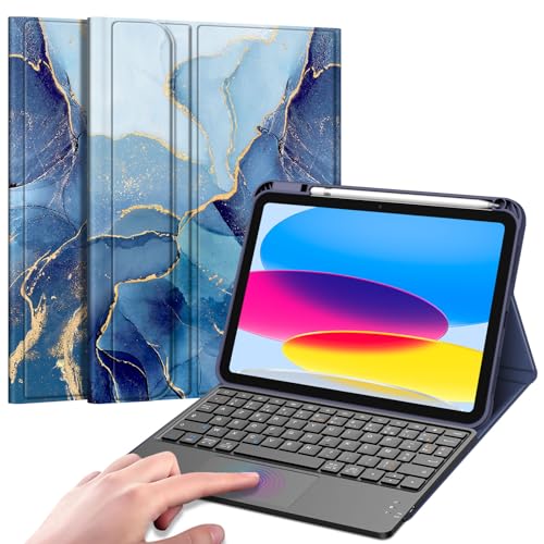 FINTIE Französische AZERTY-Tastatur für iPad 10. Generation 10,9 Zoll 2022, kabellose AZERTY-Tastatur mit Touchpad, Multipositions-Cover, Ozeanmarmor FINTIE Französische AZERTY-Tastatur für iPad 10. Generation 10,9 Zoll 2022, kabellose AZERTY-Tastatur mit Touchpad, Multipositions-Cover, Ozeanmarmor von FINTIE