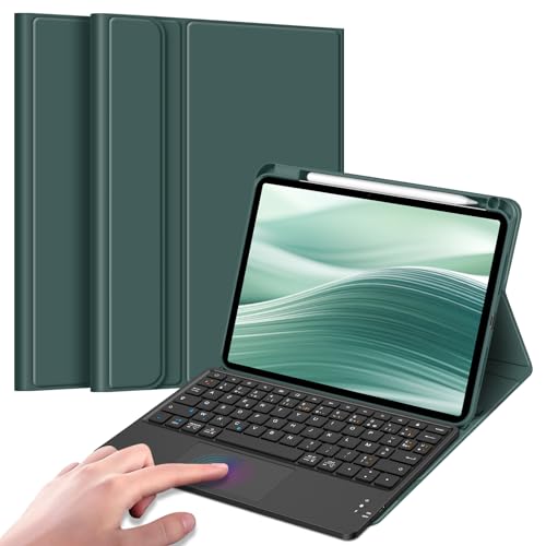 Fintie Französische AZERTY-Tastatur für iPad Pro 11 Zoll 2024 M4 (A2836/A2837/A3006) – Tastatur mit Touchpad, kabellose Tastatur, Multi-Positions-Cover, Waldgrün von FINTIE
