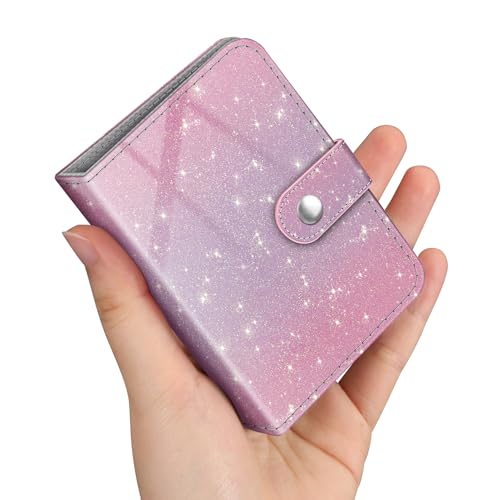 Fintie Mini Fotoalbum für 2x3 Zoll Filme - 52 Taschen kleine Alben für Fujifilm Instax Mini Sofortbildkamera/Polaroid Hi-Print Bilder, Kpop Fotokartenhalter Binder, Glitzerndes Lila Rosa von FINTIE