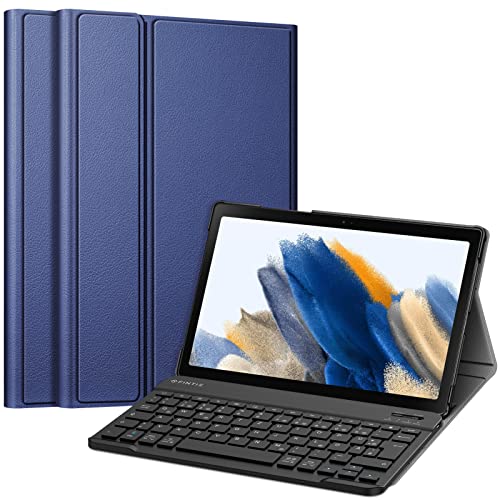 Fintie Tastatur Hülle für Samsung Galaxy Tab A8 10.5 Zoll 2022/2021 SM-X200/X205/X207 - Keyboard Cover mit Magnetisch Abnehmbarer Deutsches Layout Tastatur, Dunkelblau von Fintie