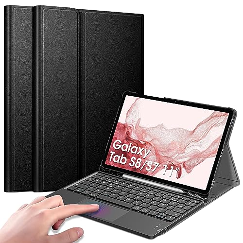FINTIE Tastatur Hülle für Samsung Galaxy Tab S8 11 Zoll 2022 /S7 11 Zoll 2020, Deutscher Tastatur mit Touchpad Magnetisch Abnehmbarer Keyboard Cover, Schwarz FINTIE Tastatur Hülle für Samsung Galaxy Tab S8 11 Zoll 2022 /S7 11 Zoll 2020, Deutscher Tastatur mit Touchpad Magnetisch Abnehmbarer Keyboard Cover, Schwarz von FINTIE