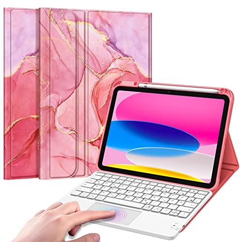 FINTIE Tastatur Hülle für iPad 11. Generation 2025 11", iPad 10. Generation 2022 10.9" Schutzhülle mit magnetisch Abnehmbarer Deutscher Tastatur und Touchpad Keyboard mit QWERTZ Layout, Marmor Pink FINTIE Tastatur Hülle für iPad 11. Generation 2025 11", iPad 10. Generation 2022 10.9" Schutzhülle mit magnetisch Abnehmbarer Deutscher Tastatur und Touchpad Keyboard mit QWERTZ Layout, Marmor Pink von FINTIE