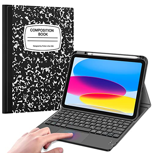 FINTIE Tastatur Hülle für iPad 11. Generation 2025 11", iPad 10. Generation 2022 10.9" Schutzhülle mit magnetisch Abnehmbarer Deutscher Tastatur und Touchpad Keyboard mit QWERTZ Layout, Notizblock von FINTIE