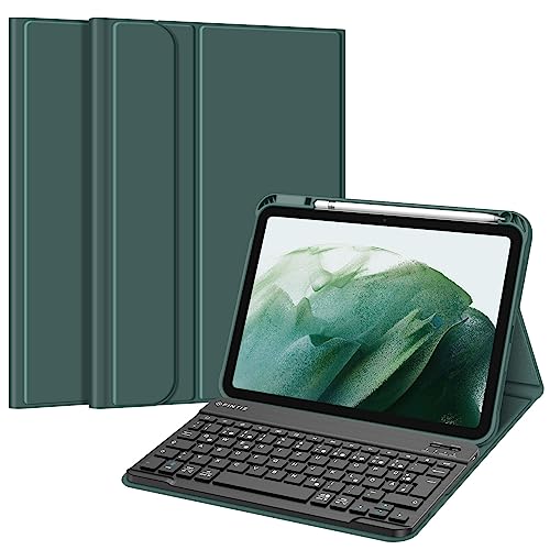 FINTIE Tastatur Hülle für iPad 11.Generation 11" 2025, iPad 10. Generation 2022 10.9", Schutzhülle mit TPU Rückschale, Pencil Halter und magnetisch Abnehmbarer Tastatur mit QWERTZ Layout, Dunkelgrün von FINTIE