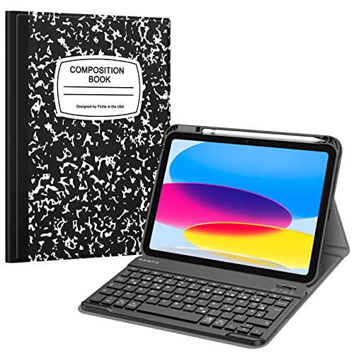 FINTIE Tastatur Hülle für iPad 11.Generation 11" 2025, iPad 10. Generation 2022 10.9", Schutzhülle mit TPU Rückschale, Pencil Halter und magnetisch Abnehmbarer Tastatur mit QWERTZ Layout, Notizblock von FINTIE