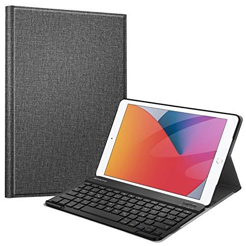 Fintie Tastatur Hülle für iPad 9. Generation (2021)/ 8. Gen (2020) / 7. Gen (2019) 10.2 Zoll - Ultradünn leicht Schutzhülle mit magnetisch Abnehmbarer Bluetooth Tastatur mit QWERTZ Layout, Dunkelgrau von Fintie