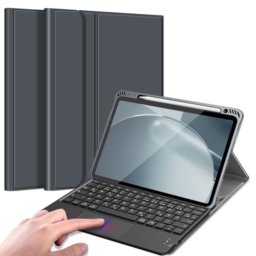 FINTIE Tastatur Hülle für iPad Air 11 Zoll M3 (2025)/M2 (2024), iPad Air 5. Generation 2022/4. Gen 2020 10.9 Zoll mit Stifthalter, magnetisch Abnehmbarer Deutscher Tastatur mit Touchpad, Space Grau von FINTIE