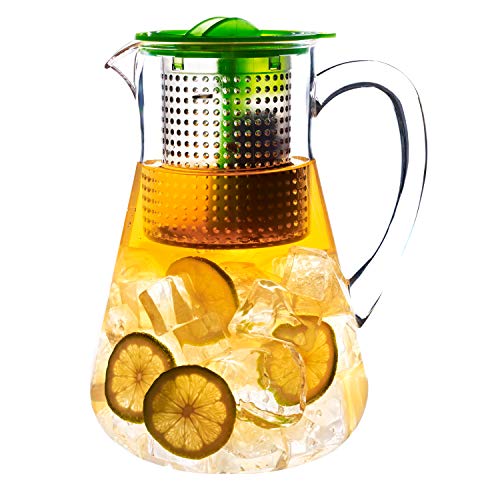 finum® ICED TEA CONTROL 1,8 Liter - Robuste Teekanne mit Deckel & Siebeinsatz, Polycarbonat-Teekanne und extra robust, Kanne, Teebereiter, Filter, Patentierte Brühkontrolle, BPA-frei - Grün von finum