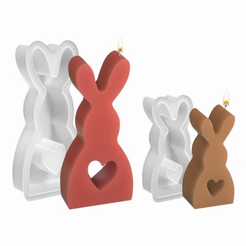 Finyoffiy 2 Stück Silikonformen Gießformen Ostern, Ostern Hase Silikonformen Gießformen, Hasenform für Ostern, 3D Silikonform für Sojawachskerzen, Heimdekoration, Osterdekoration (2pcs) von Finyoffiy