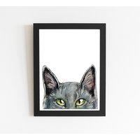 Russisch Blau Katze Kunstdruck, Katzenmalerei, Geschenk, Katzenliebhaber Katzen Gedenkstätte, Graue Druck, Katzendame Geschenk von FiolettaArts