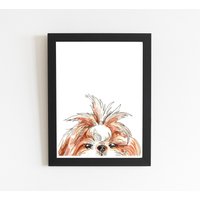 Shih Tzu Niedliches Welpen Liebhaber Geschenk Kunstdruck, Aquarell Traditionelles Handgemaltes Haustier Porträt, Handgemachte Hunde Geschenk, Kleine von FiolettaArts