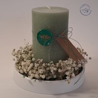 Tischdeko Kerze Personalisiert | Tischkranz Deko Taufe Kommunion Konfirmation Hochzeit Frühlingsdeko Trockenblumen von Fioliara