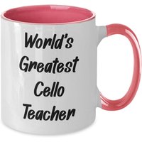 Cello Lehrer Tasse, Kaffeetasse, Geschenkidee Lehrer, Kollegin, Ruhestand Geschenk, Zweifarbige Tasse Rosa Blau Geheimer Weihnachtsmann von FionaKingstonDesigns