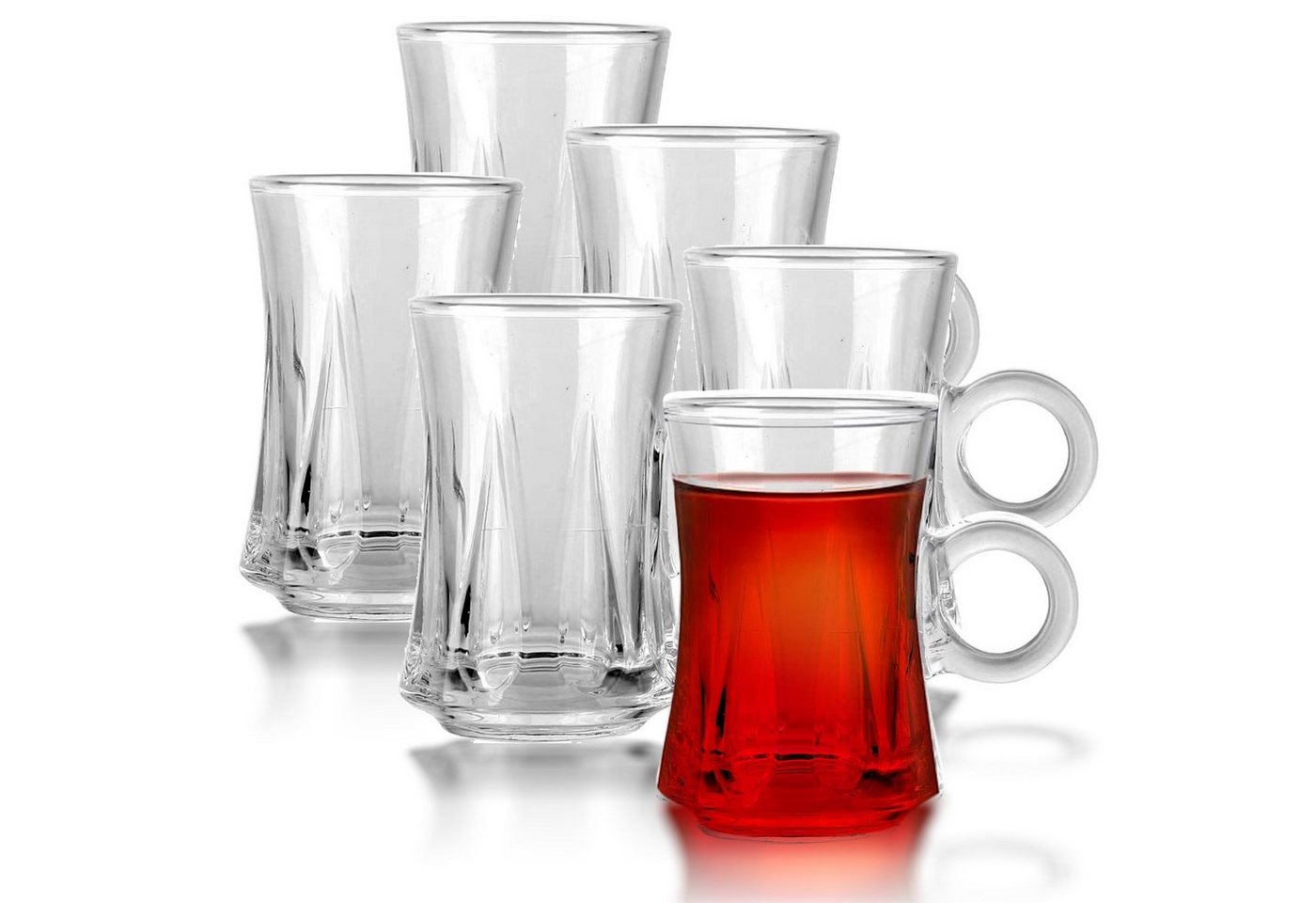 Fiora Teeglas Teeglas mit Henkel Espresso Glas Türkische Teegläser für Warm und Kalt Getränke, 6 teilig von Fiora