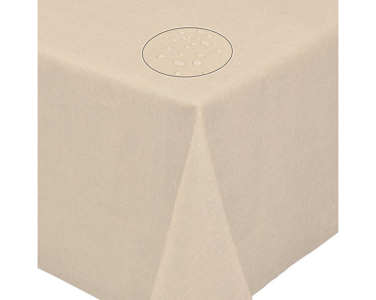 Fiora Tischdecke Leinenoptik Lotuseffekt Tischtuch bügelfreie Tischdecke mit Fleckschutz, uni fleckenabweisend von Fiora