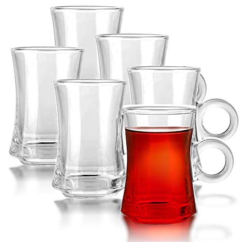 Fiora Türkische Teegläser mit Henkel Espresso Glas für Warm und Kalt Getränke Teeglas (110ml, Model 1) von Fiora
