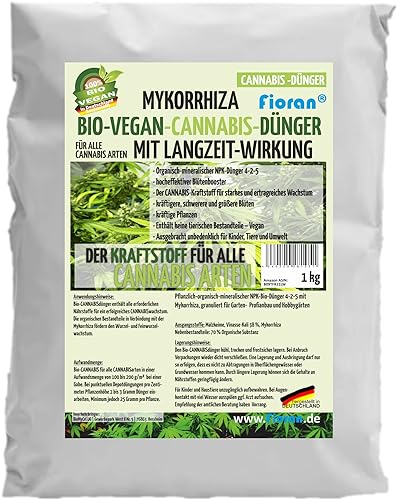 Fioran® Bio Canabis Hanf Mykorrhiza Grow 1 Kg mit Mykorrhiza organischer Bio-Vegan Intensiv Dünger Langzeitwirkung von Fioran