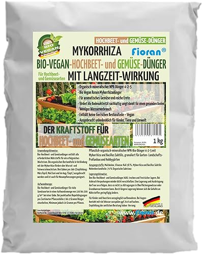 Fioran® Bio Hochbeet- und Gemüsedünger 1 Kg mit Mykorrhiza und Bacillus Subtilis (NPK 4-2-5) von Fioran