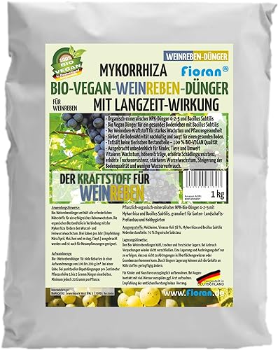 Fioran® Bio Weinreben-Dünger 1 Kg mit Mykorrhiza und Bacillus Subtilis (NPK 4-2-5) von Fioran