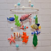 Baby-Mobile. Kinderzimmer Dekor Ozean. Krippe Mobile Meer. Fisch Zum Aufhängen. Unisex. Ocean. Filz von FioriUA