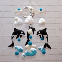 Mobile Baby Ozean. Krippe Orca. Kinderzimmer Dekor Meer. Baby-Dusche-Geschenk. Meer Mobile. Junge. Filz von FioriUA