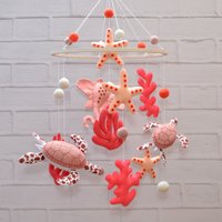 Neugeborenen Geschenk Mädchen. Kinderzimmer Dekor Baby Mobile Meer. Krippe Mobile. Babypartygeschenk Rosa Dekor. Ozean Dekoration von FioriUA