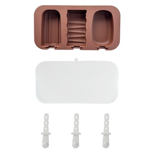 3 Stück Eisformen mit Stäbchen, wiederverwendbare Silikon-Eisformen für Eis am Stiel, BPA-frei, leicht zu lösen, stapelbar für hausgemachte Eiscreme, Kuchen, DIY Form von Fiorky