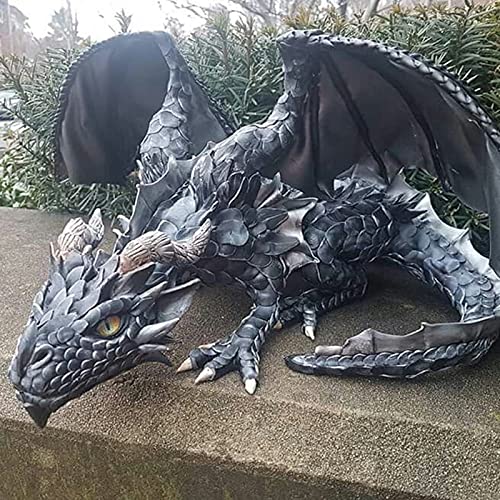 Drachenstatue, Garten Reison hockender Drachen Skulptur Gothic Drachen Statuen, Vintage Fliegender Drache Kampf Drachen Ornamente for Outdoor Garten Hof Terrasse Dekor von Fiorky