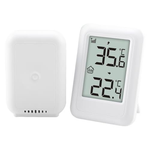 Drahtloses Thermometer mit -Loch -Temperaturfeuchtigkeitsmessgerät mit Stützrahmen Innenthermometer for Terrasse Home Pool von Fiorky