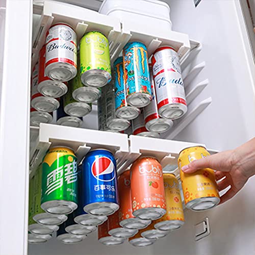 Fiorky 1 x Kühlschrank-Getränke-Aufbewahrungsregal, zweireihiger Behälter, Flaschenhalter, hängende Dosenhalter, Kühlschrankspender, Getränke-Soda-Dosenspender, Aufbewahrungshalter, Schieberegal von Fiorky