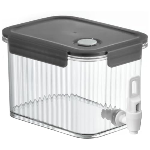 Fiorky 2,5/3,5 l Kühlschrank-Getränkespender, Kühlwassereimer, großes Fassungsvermögen, Kühlschrank-Getränkeeimer mit Zapfhahn und Deckel, transparent, for Eistee, Limonade, Saft, Milch (2,5 von Fiorky