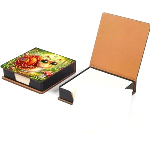 Fiorky Ledertiere Juwel Malerei Memo Padhalter Mosaic Kit Blumen Strasssteine ​​Post It Dispenser Muster Diamant Art Note Box mit 160 Papierblättern for DIY -Kunsthandwerk von Fiorky