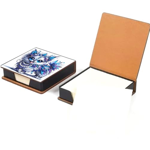 Fiorky Ledertiere Juwel Malerei Memo Padhalter Mosaic Kit Blumen Strasssteine ​​Post It Dispenser Muster Diamant Art Note Box mit 160 Papierblättern for DIY -Kunsthandwerk von Fiorky