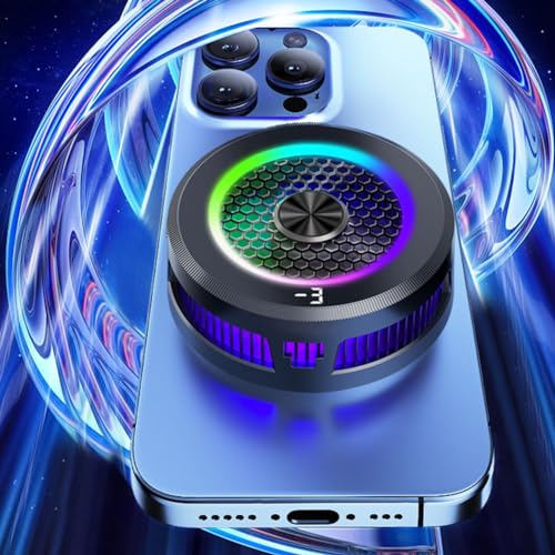 Fiorky Magnetic & Back-Clip Mobile Gaming Cooling Fan Cooler Digital Display Mobile Phone Cooler RGB Lighting Semiconductor Cooling Cooling Phone Cooler for Andrid Iphne PUBG Game von Fiorky