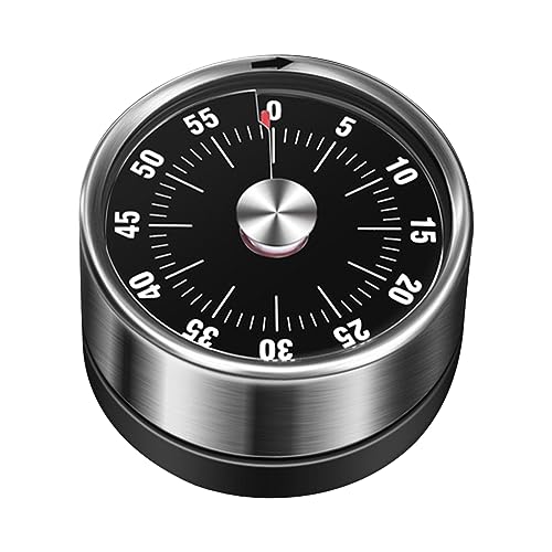 Fiorky Mechanischer visueller Küchentimer mit magnetischer Rückseite, 60-Minuten-visuelle Stoppuhr mit lautem Alarm, Timer, Uhr aus Edelstahl for Kinder und Erwachsene (schwarz) von Fiorky