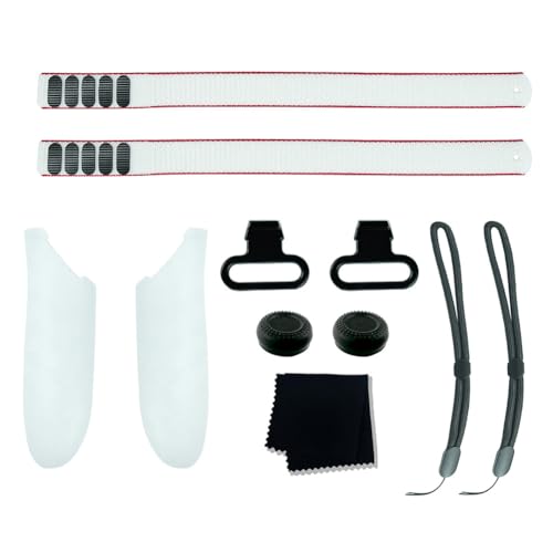 Fiorky VR Headset Accessories Set Adjustable Active Straps Replacement Kit Metal Ring Buckle Lens Cloth Joystick Caps for Meta”-“ Quest 3 VR Controller Grips von Fiorky