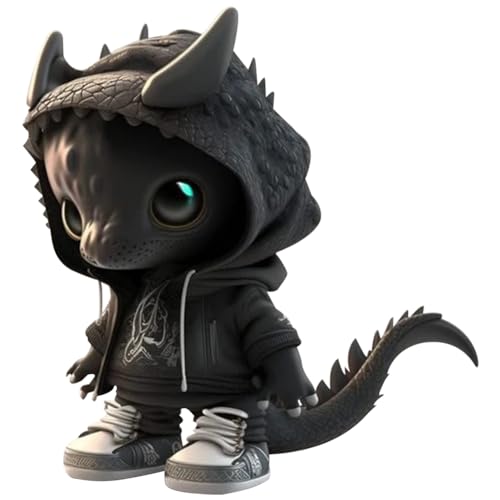 Fiorky Weihnachten Drachen Dekor Cartoon Niedliche Drachen Statuen Kreative Harz Dinosaurier Skulpturen Charme Drache Statue Ornamente Xmas Party Dekoration (Schwarz) von Fiorky