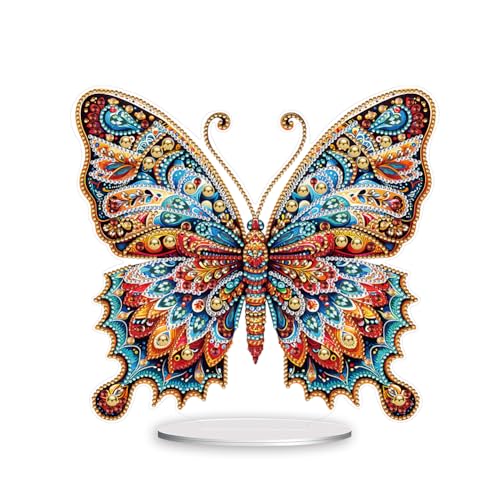 Fiorky rundes + spezielles Diamant-Gemälde-Tisch-Ornament-Set, wunderschöne Schmetterlinge,DIY-Diamant-Kunst-Tischdekorationen, wunderschöne Eichhörnchen-Diamant-Gemälde-Desktop-Dekorationen von Fiorky