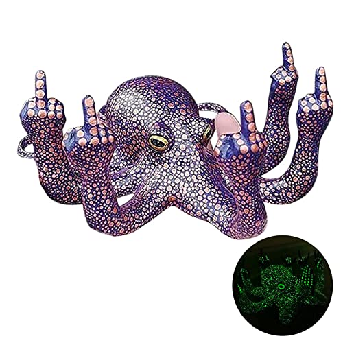 Octopus Figuren mit Mittelfinger, Mittelfinger Oktopus Statue, Leuchtweste Octopus mit Perlmutt Kunst Ornamente Geschenk for Garten Indoor Outdoor Home Dekoration von Fiorky