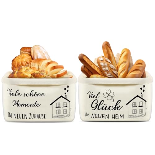 Fiotha 2 Stück Brotkorb Stoff, Brötchenkorb, Neues Zuhause, Brot Und Salz Geschenk Zum Einzug, Einzugsgeschenke Wohnung, Ideal für neue Zuhause Geschenke, Tägliche Brotlagerung (Weiß) von Fiotha