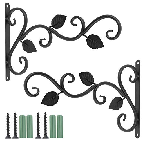 Fippy 2PCS Wandbehang Korbhalterungen, Eisen Pflanzen Kleiderbügel Wandhaken, Blumenampelhalter Pflanzenhalterung für Laternen Pflanzer Vogelhäuschen Windspiele von Fippy