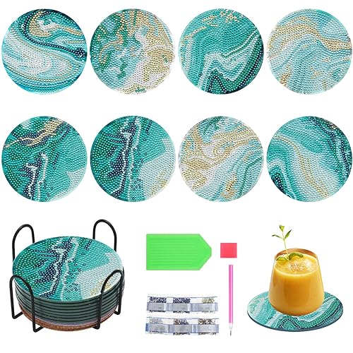 Fippy 8 Stück Diamond Painting Untersetzer mit Halter, DIY Diamond Art Untersetzer, 5D Meereswelle Diamond Painting Untersetzer für Anfänger Erwachsene Kinder Fippy 8 Stück Diamond Painting Untersetzer mit Halter, DIY Diamond Art Untersetzer, 5D Meereswelle Diamond Painting Untersetzer für Anfänger Erwachsene Kinder von Fippy