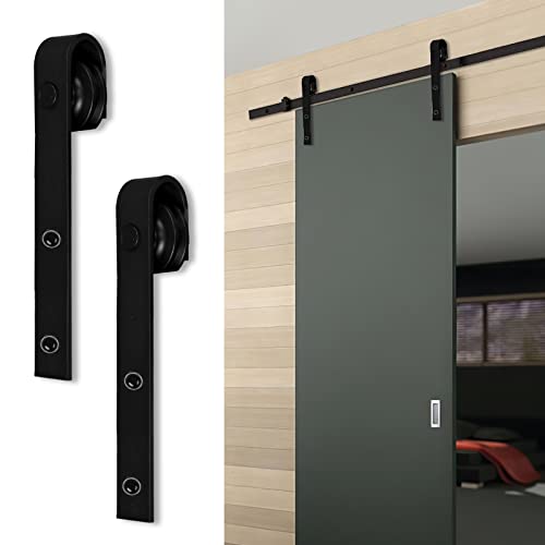 Fiqops 152cm/5FT Schiebetürbeschlag Set, Schiebetür Schiene, Schiebetürsystem einer Tragfähigkeit von 150KG, Schiebetürbeschläge für eine einzelne Holztür (Rechtecke) von Fiqops